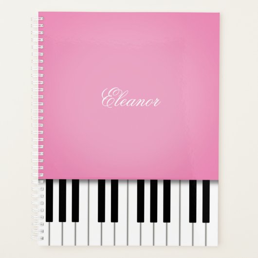 Hübsche Pink Piano-Musiktastatur individuell angep Planer (Vorderseite)
