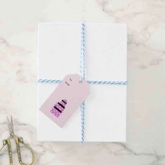Hübsche Pink Polka Dot Packungen Geschenkanhänger (Mit Garn)