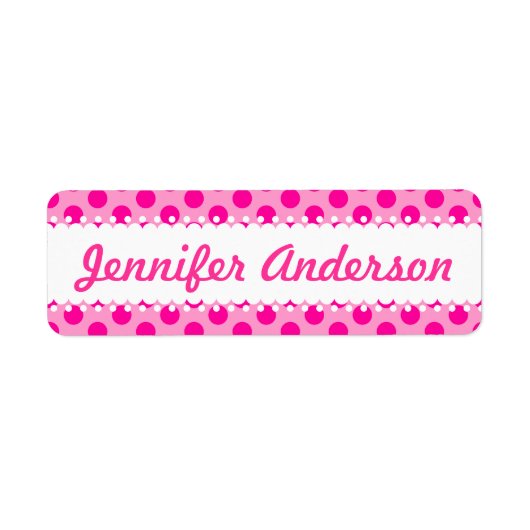 Hübsche Pink Polka Dots - Individuelle Name Labels (Vorne)