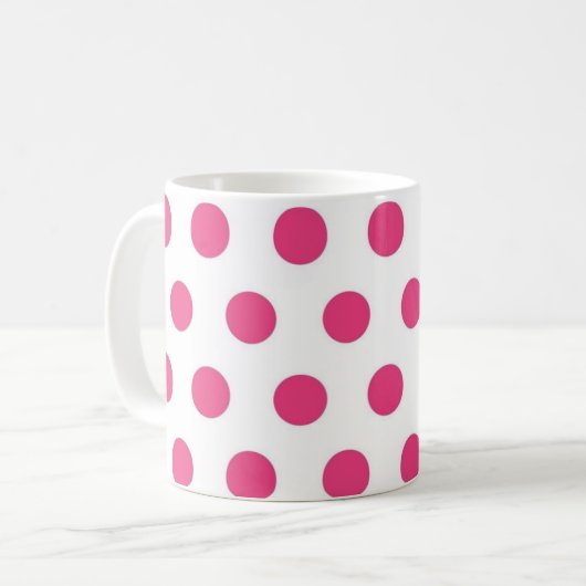 Hübsche Pink Polka Dots Muster Kaffeemaschine Tass Kaffeetasse (Vorderseite Links)
