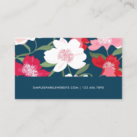 Hübsche Pink Red Floral Blue Loyalty Card Treuekarte (Rückseite)
