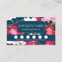 Hübsche Pink Red Floral Blue Loyalty Card Treuekarte