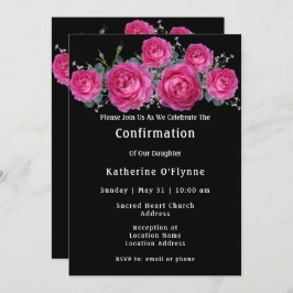 Hübsche Pink Rose Bouquet Blumenbestätigung Einladung