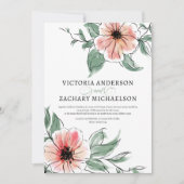 Hübsche Pink Sage Grüne Blütenblüte Botanische Hoc Einladung (Vorderseite)