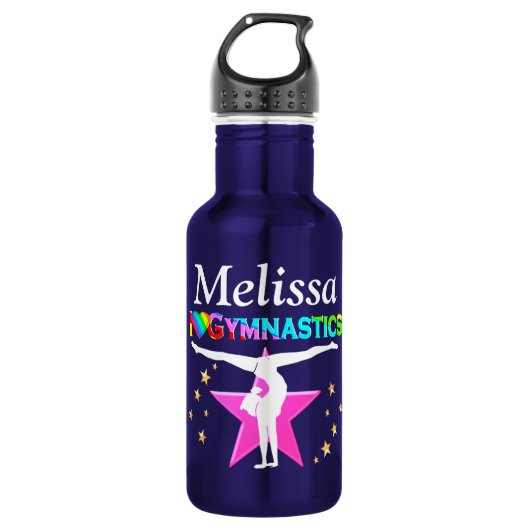 HÜBSCHE PINK STAR PERSONALISIERT GYMNAST WASSERFLA TRINKFLASCHE (Vorderseite)
