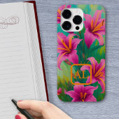 Hübsche Pink Tiger Lilies Ölgemälde Mit Monogramm Case-Mate iPhone Hülle