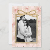 Hübsche Pink Tulle Bow & Gold Confetti Babydusche Einladung (Rückseite)