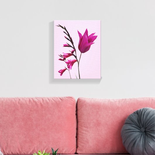 Hübsche Pink Tulpe Blume Moderne Blumenkunst Leinwanddruck (Insitu (Wohnzimmer))