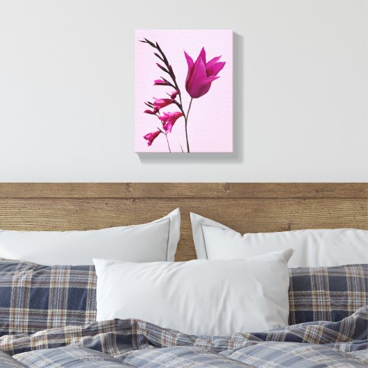 Hübsche Pink Tulpe Blume Moderne Blumenkunst Leinwanddruck (Insitu (Schlafzimmer))