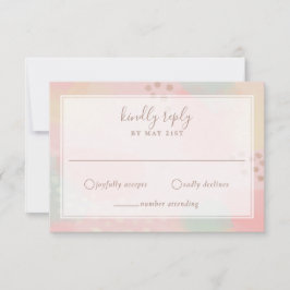 Hübsche Pink und Peach Pastel Moderne Kunst Hochze RSVP Karte