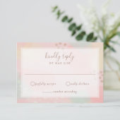 Hübsche Pink und Peach Pastel Moderne Kunst Hochze RSVP Karte (Stehend Vorderseite)
