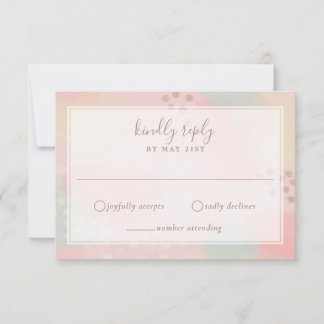 Hübsche Pink und Peach Pastel Moderne Kunst Hochze RSVP Karte