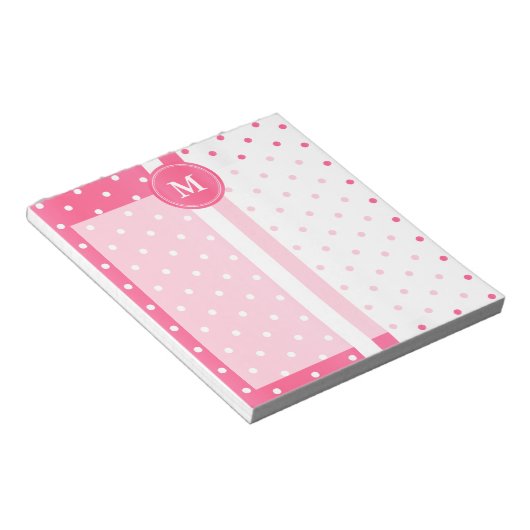 Hübsche Pink- und Weißpolka-Punkte Notizblock (angewinkelt)