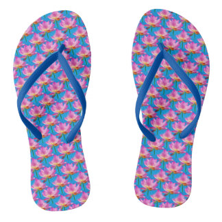 Hübsche Pink Water Lily Muster Flip Flops Badesandalen