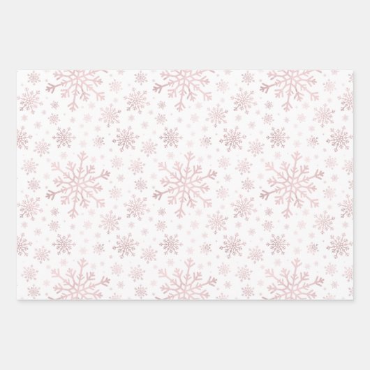 Hübsche Pink Weihnachtsschneeflocken im Winter Wei Geschenkpapier Set (Vorderseite 2)