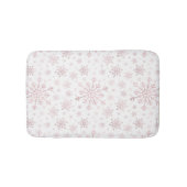Hübsche Pink Weihnachtsschneeflocken im Winterweiß Badematte (Vorderseite)