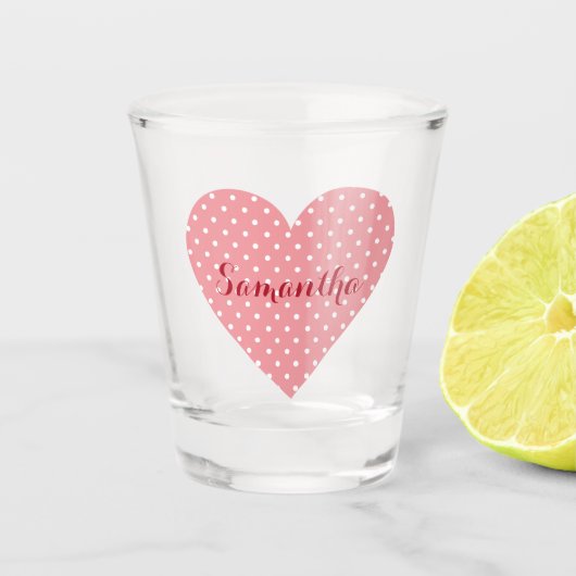 Hübsche Pink-Weiß-Polka-Punkte Schnapsglas (Vorderseite)