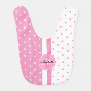 Hübsche Pink-weiße Polka-Punkte - Monogramm Babylätzchen
