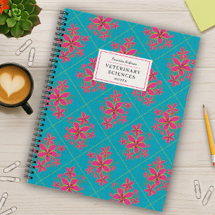 Hübsche Pinkblaue Florale Vintage-Hochschule Notizblock