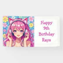 Hübsche pinke Anime-Girl-Birthdayparty