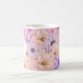 hübsche pinkfarbene Aquarellfarben-Blume mit Monog Kaffeetasse (Mittel)