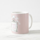 Hübsche pinkfarbene Parfümflasche mit Schleife Kaffeetasse (VorderseiteRechts)