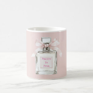 Hübsche pinkfarbene Parfümflasche mit Schleife Kaffeetasse