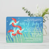 Hübsche Pinwheels 4. Juli Piknic Einladungen (Stehend Vorderseite)