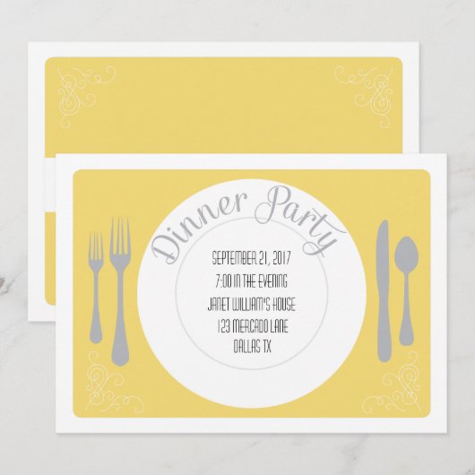 Hübsche Plattenabendessen-Party Einladung (Vorne/Hinten)