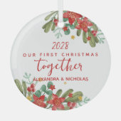 Hübsche Poinsettia - Erste Weihnachtsfeier Ornament Aus Glas (Vorderseite)