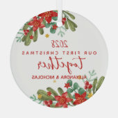 Hübsche Poinsettia - Erste Weihnachtsfeier Ornament Aus Glas (Rückseite)