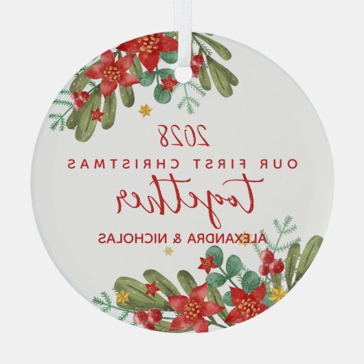 Hübsche Poinsettia - Erste Weihnachtsfeier Ornament Aus Glas (Rückseite)