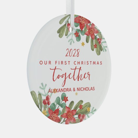 Hübsche Poinsettia - Erste Weihnachtsfeier Ornament Aus Glas (Vorderseite Rechts)