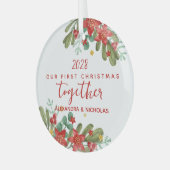 Hübsche Poinsettia - Erste Weihnachtsfeier Ornament Aus Glas (Vorderseite links)