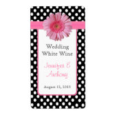 Hübsche Polka Dot & Daisy Wedding Wine Labels (Vorne)