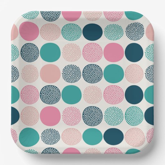 Hübsche Polka Dots Pappteller (Vorderseite)