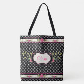 Hübsche Polka Dots und rosa Rosen Tote Tasche (Vorderseite)