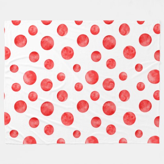 Hübsche Polka Punkte in rot-weiß l Niedlich modern Fleecedecke (Vorderseite (Horizontal))