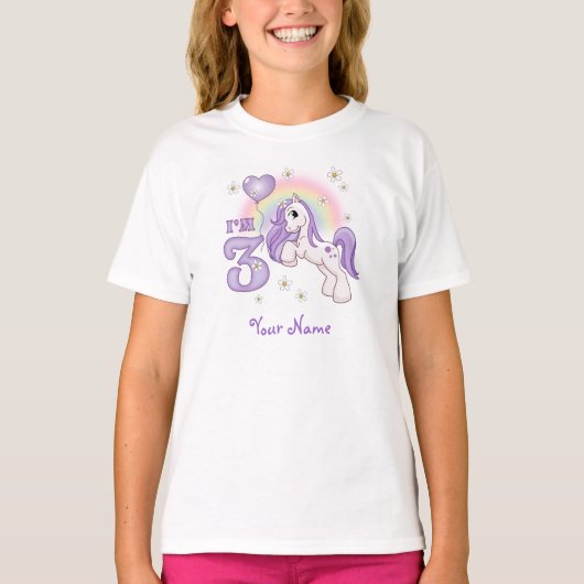 Hübsche Pony 3. Geburtstag Personalisiert T-Shirt (Vorderseite)
