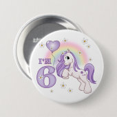 Hübsche Pony 6. Geburtstag Button (Vorne & Hinten)