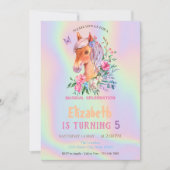 Hübsche Pony-Blume Holographic Birthday Einladung (Vorderseite)