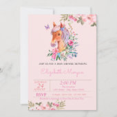 Hübsche Pony Floral Baby Dusche Einladung (Vorderseite)