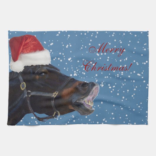 Hübsche Pony-frohe Weihnacht-Küchen-Tücher Handtuch (Horizontal)