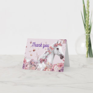 Hübsche Ponys Pastell Blumen Pferd Dankeskarte