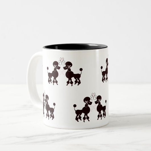 Hübsche Poodles Zweifarbige Tasse (Vorderseite Links)