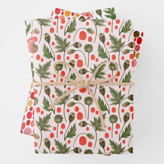Hübsche Poppies Foliage Geschenkpapier Set (Beispiel)