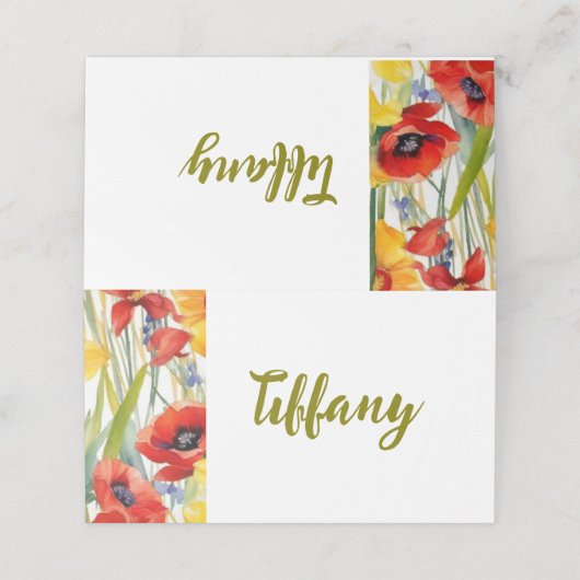 Hübsche Poppies-Platzkarten Platzkarte (Außenseite Aufgefaltet)