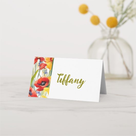 Hübsche Poppies-Platzkarten Platzkarte (Rückseite)