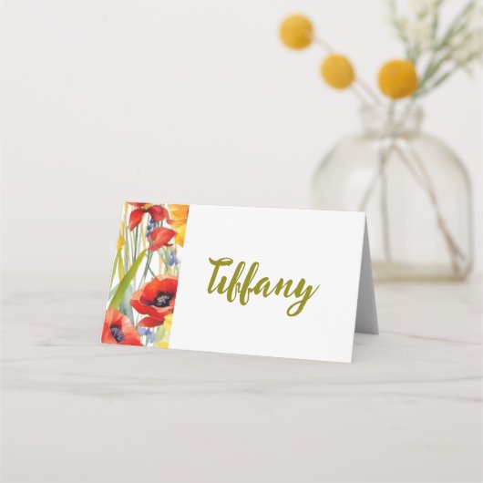 Hübsche Poppies-Platzkarten Platzkarte (Vorderseite)