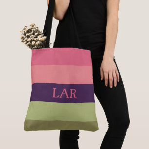 Hübsche Posies Stripe Monogramm Wickeltasche Tasche